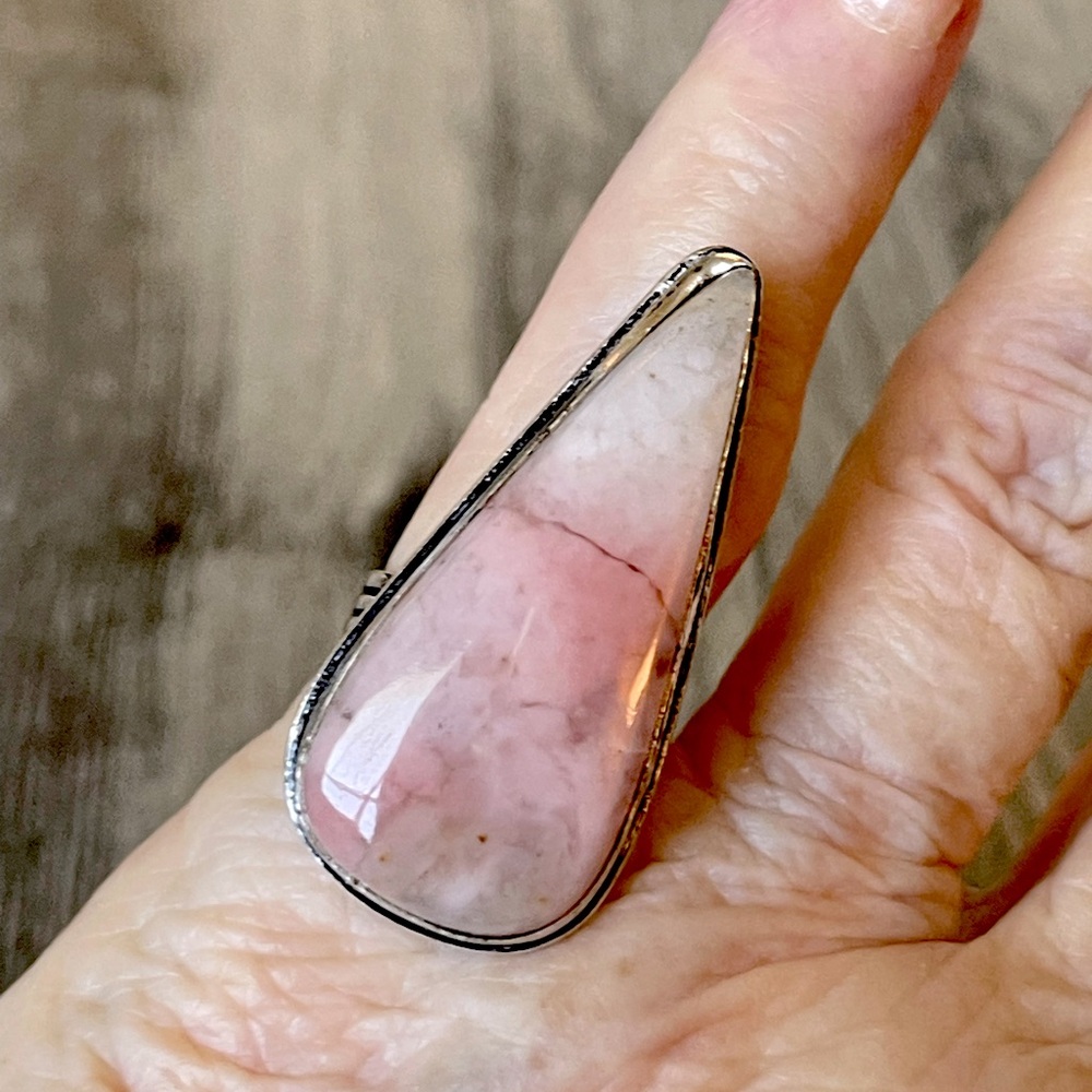 Peruvian Pink Opal Gemstone Ring - image 2
